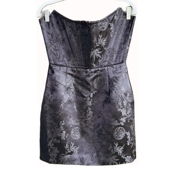 SAU LEE Janet Jacquard Mini Dress Strapless Chinese Corset Bustier Party Dress - Picture 9 of 16